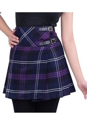 Highland Redstone Purple Tartan Plaid Pleated Billie Skirt Kilt New